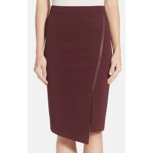 Halogen Zip Detail Pencil Skirt 10 Burgundy
